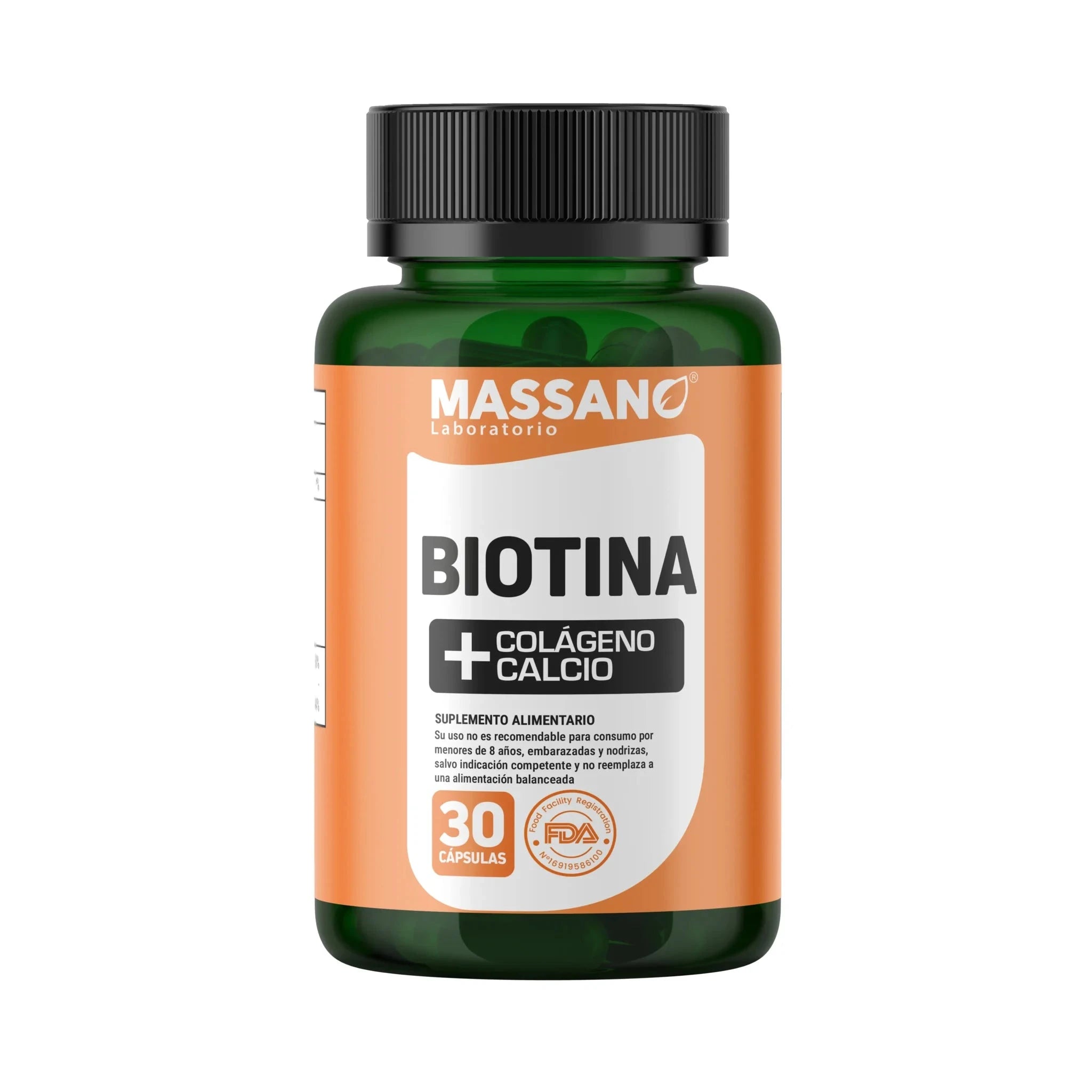 Biotina 150 mcg Calcio Colageno x 30 caps Massano